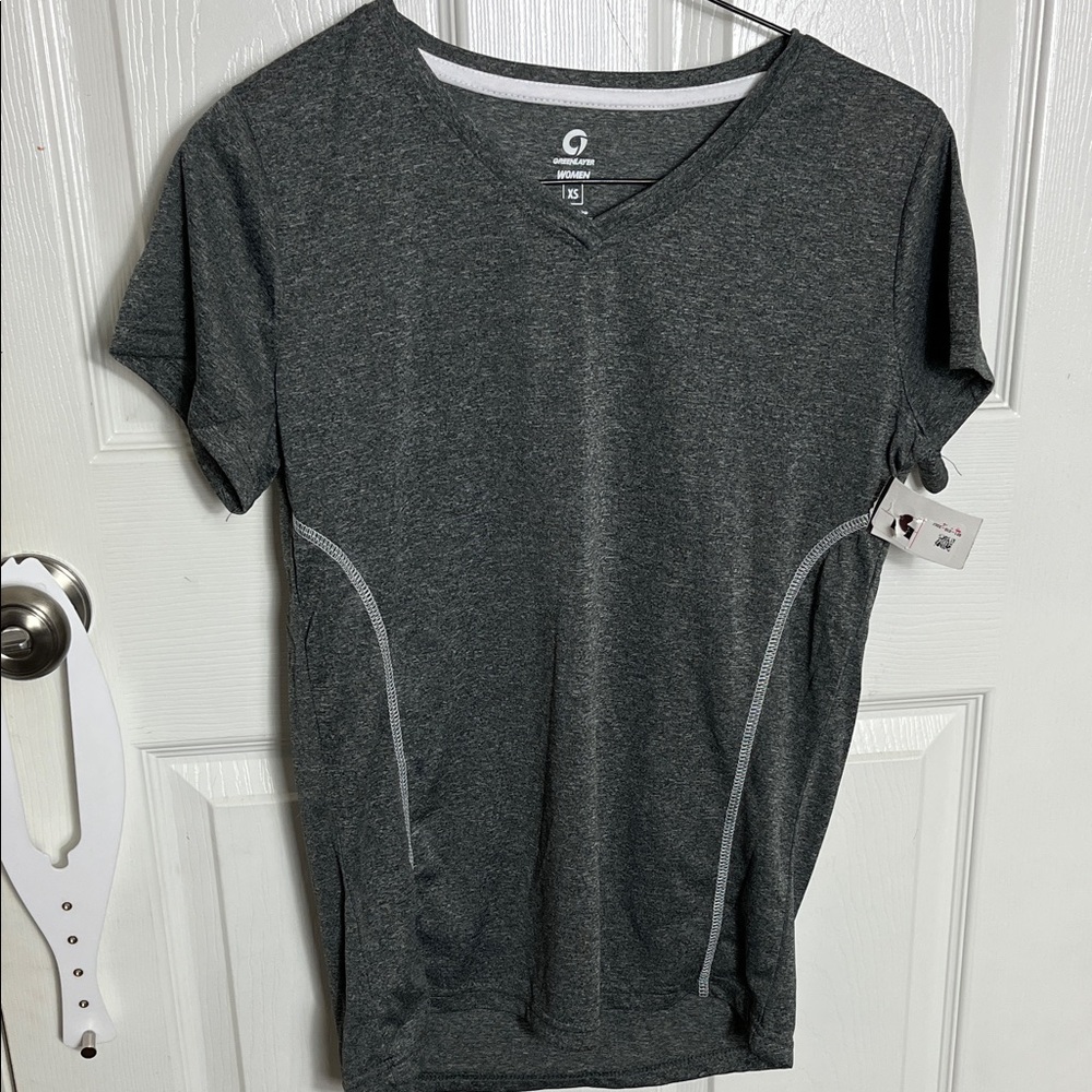 Gray Athletic V-Neck Women’s Top